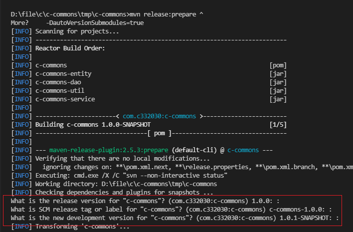 maven release prepare